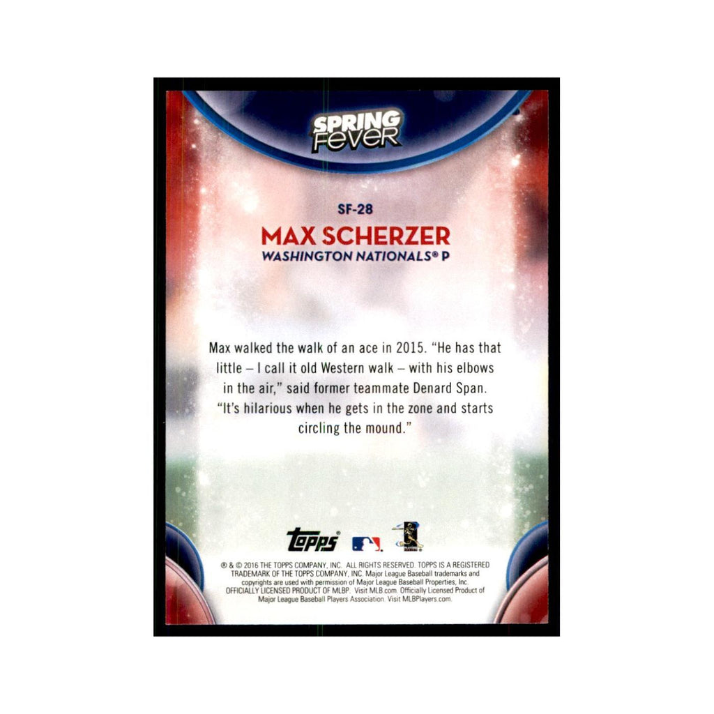 2016 Topps Spring Fever Max Scherzer Baseball Cards #SF-28
