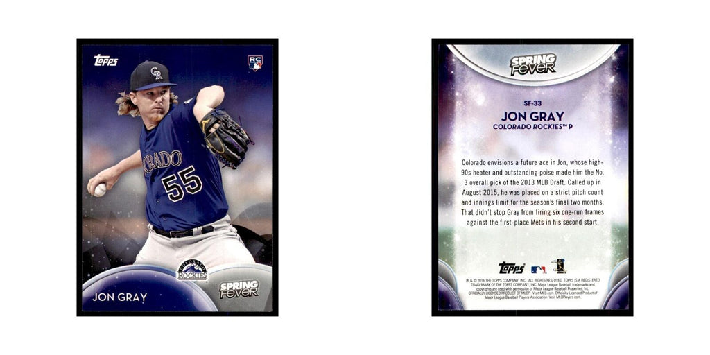 2016 Topps Spring Fever Jon Gray Baseball Cards #SF-33