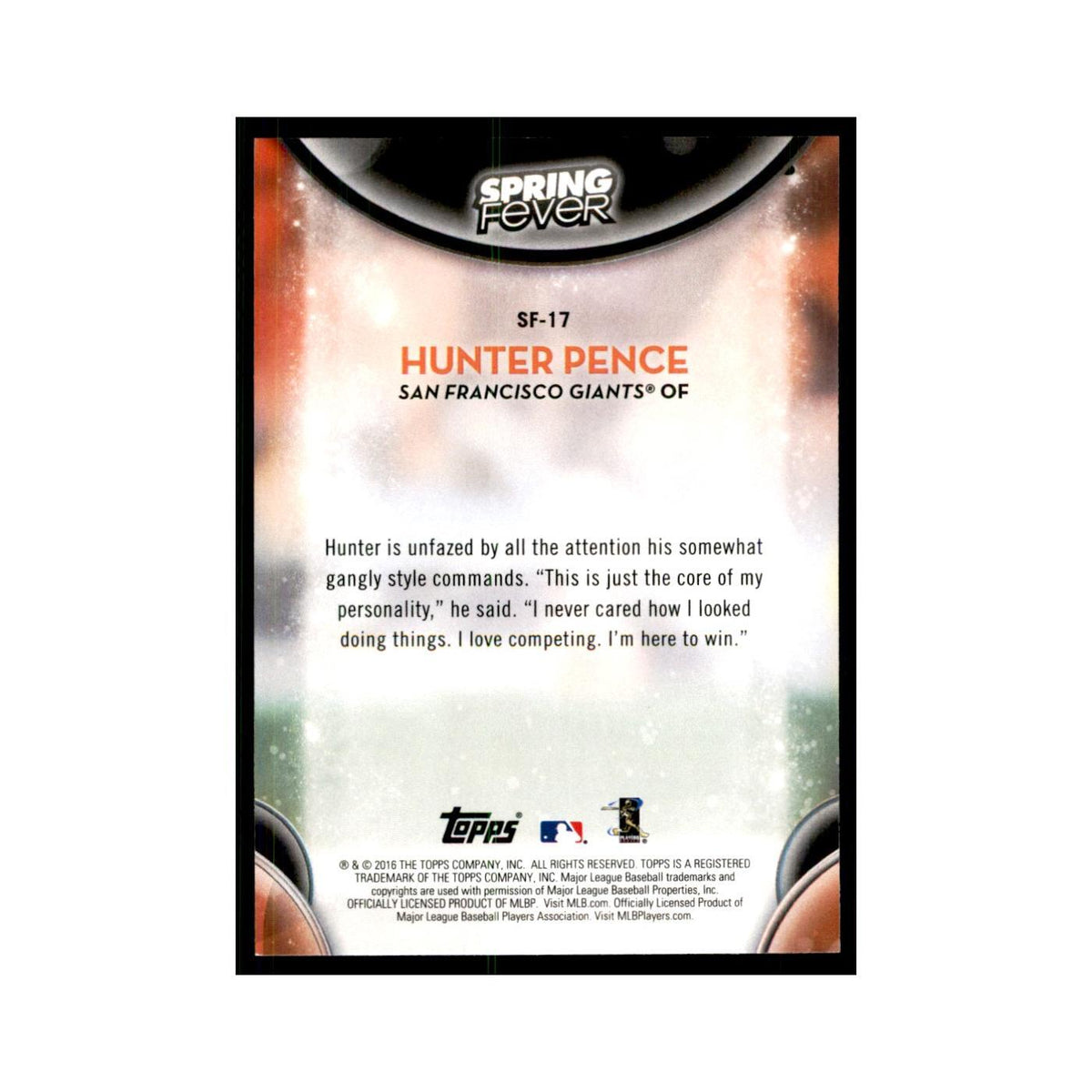 2016 Topps Spring Fever Hunter Pence Baseball Cards #SF-17