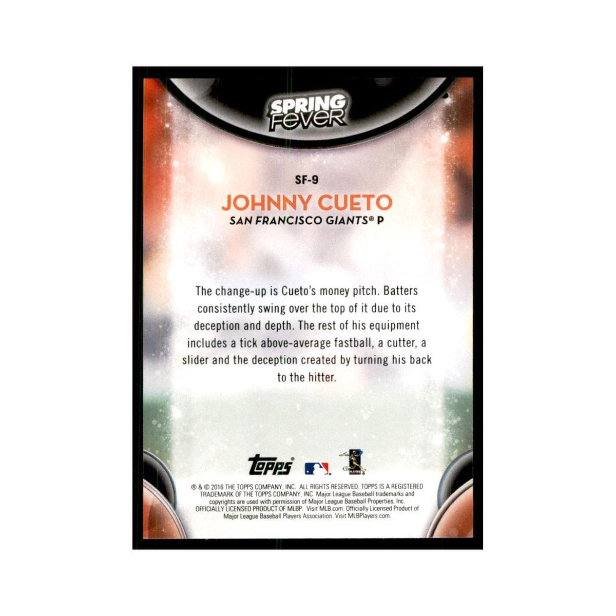 2016 Topps Spring Fever Johnny Cueto Baseball Cards #SF-9