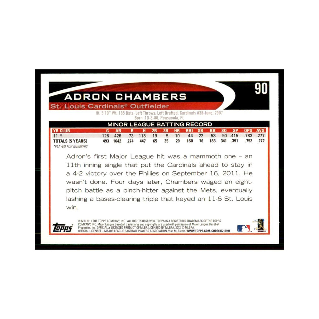 2012 Topps Adron Chambers Baseball Cards #90