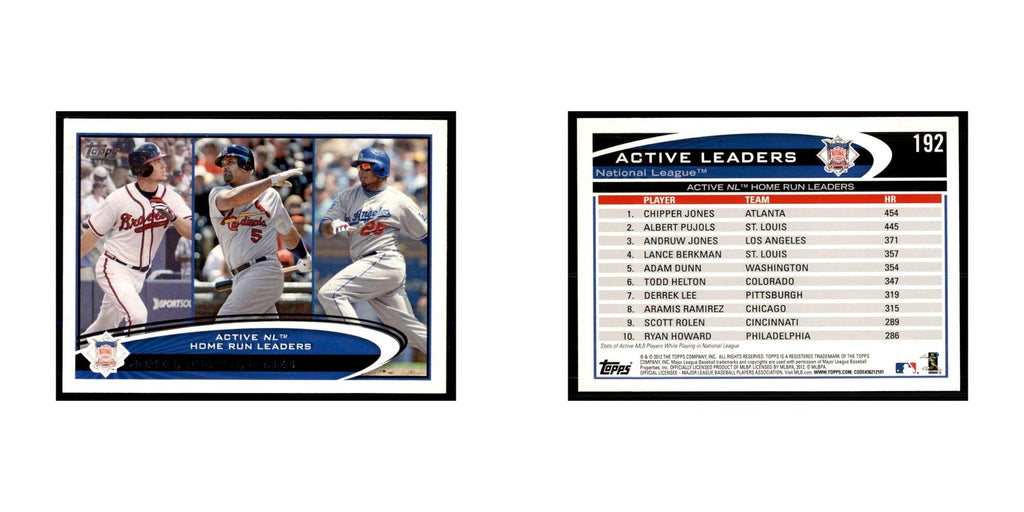 2012 Topps Chipper Jones Albert Pujols Andruw Jones Baseball Cards #192