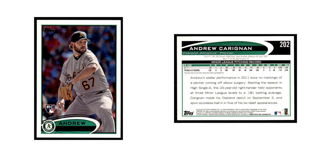 2012 Topps Andrew Carignan Baseball Cards #202