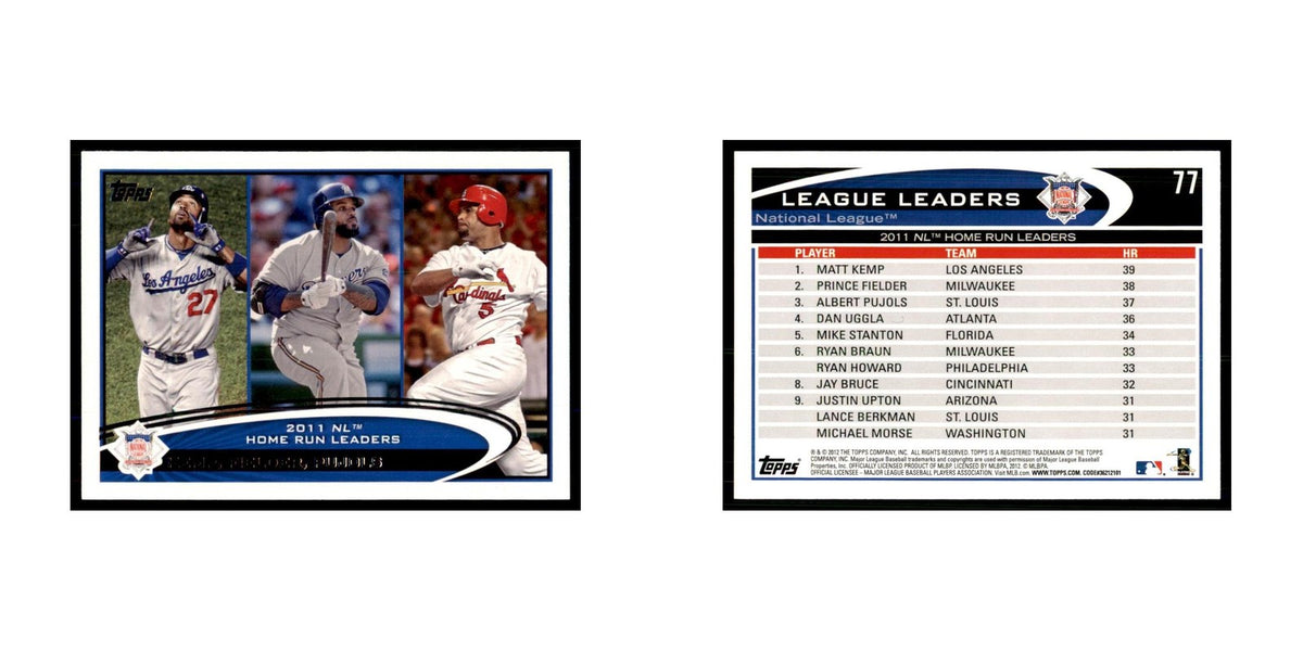 2012 Topps Matt Kemp Prince Fielder Albert Pujols Baseball Cards #77