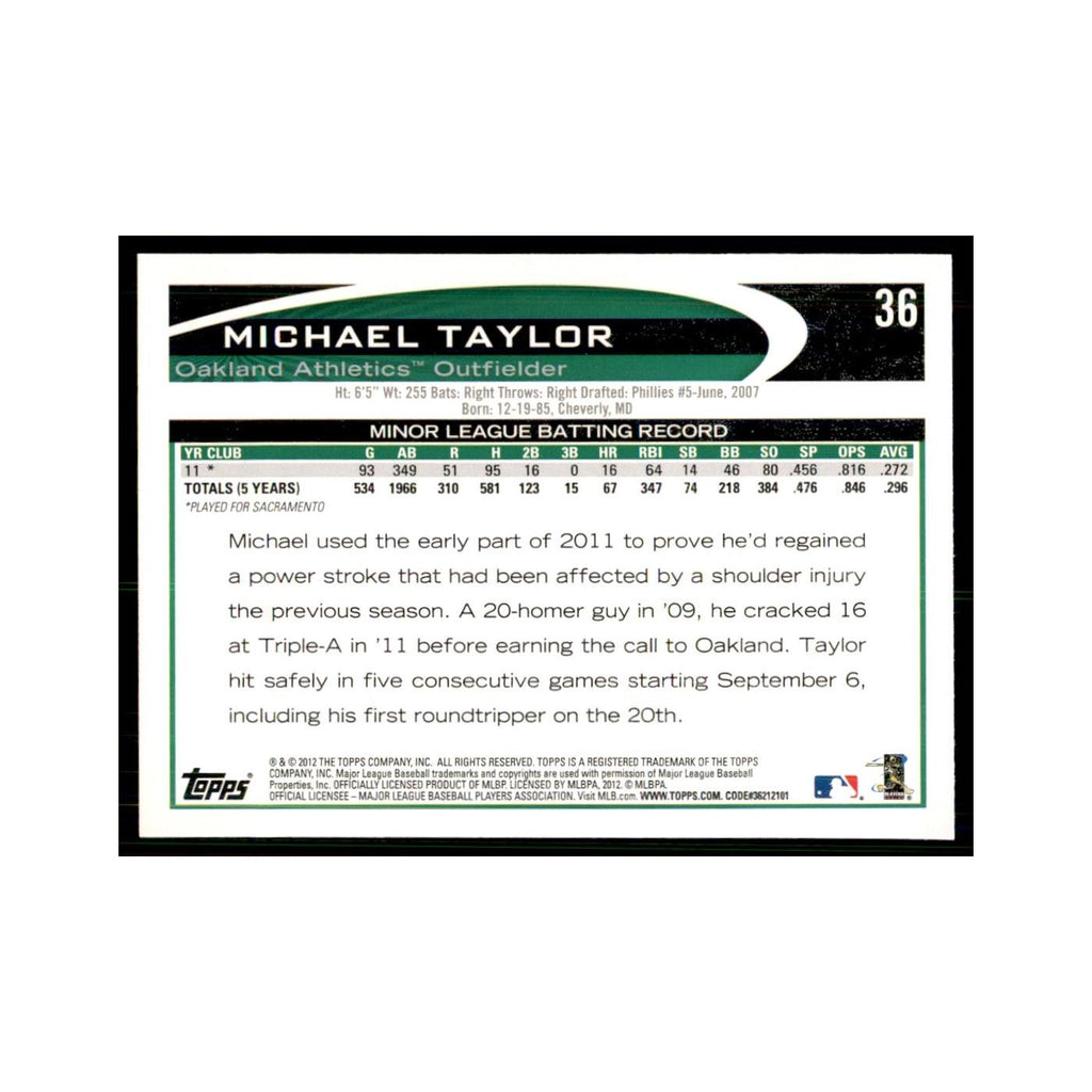 2012 Topps Michael Taylor Baseball Cards #36