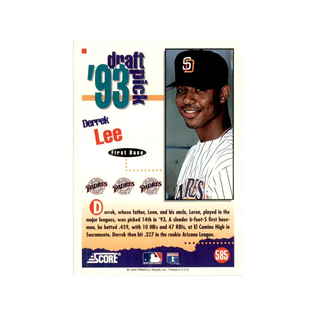 1994 Score Derrek Lee Baseball Cards #585