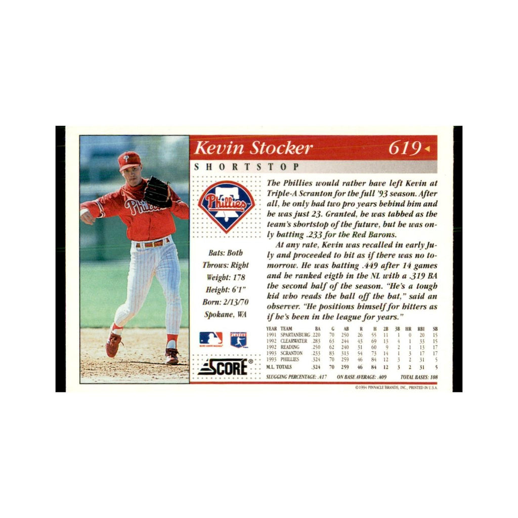 1994 Score Kevin Stocker Baseball Cards #619