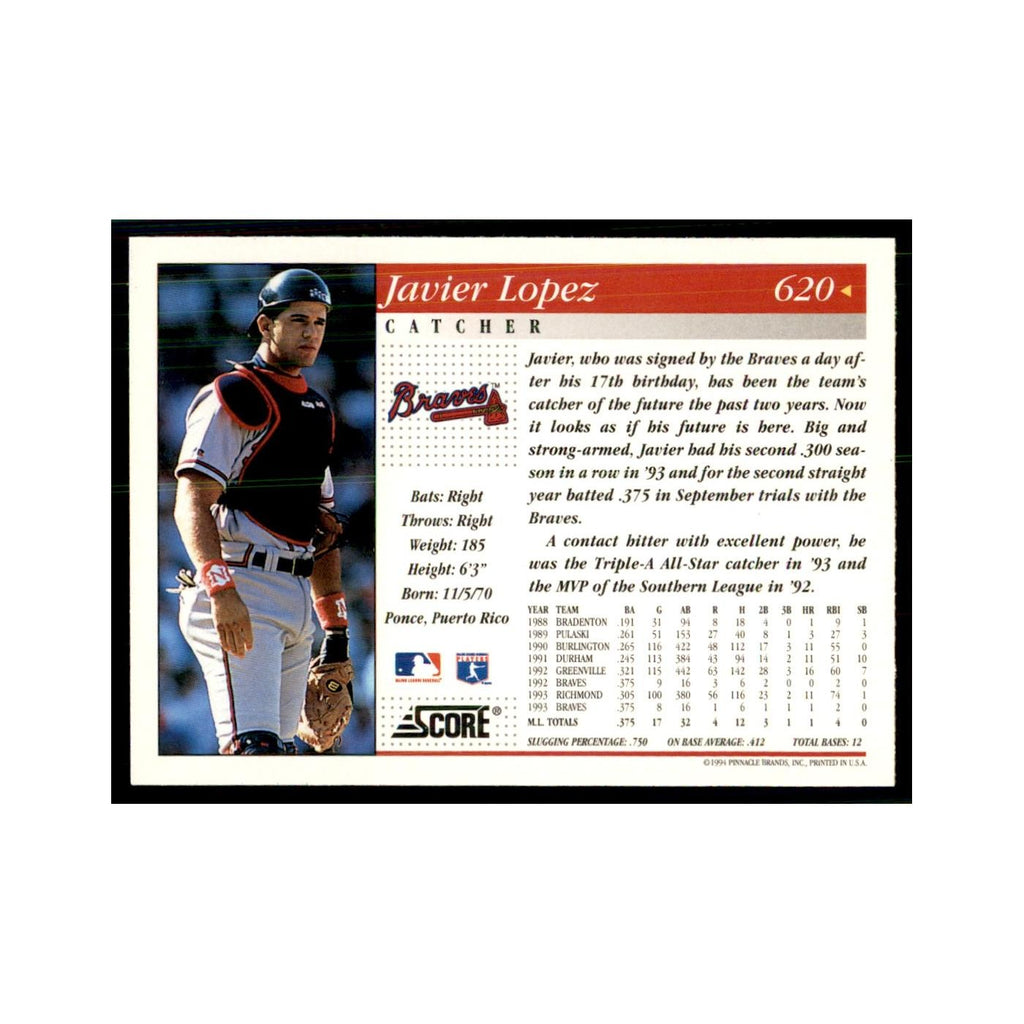 1994 Score Javy Lopez Baseball Cards #620