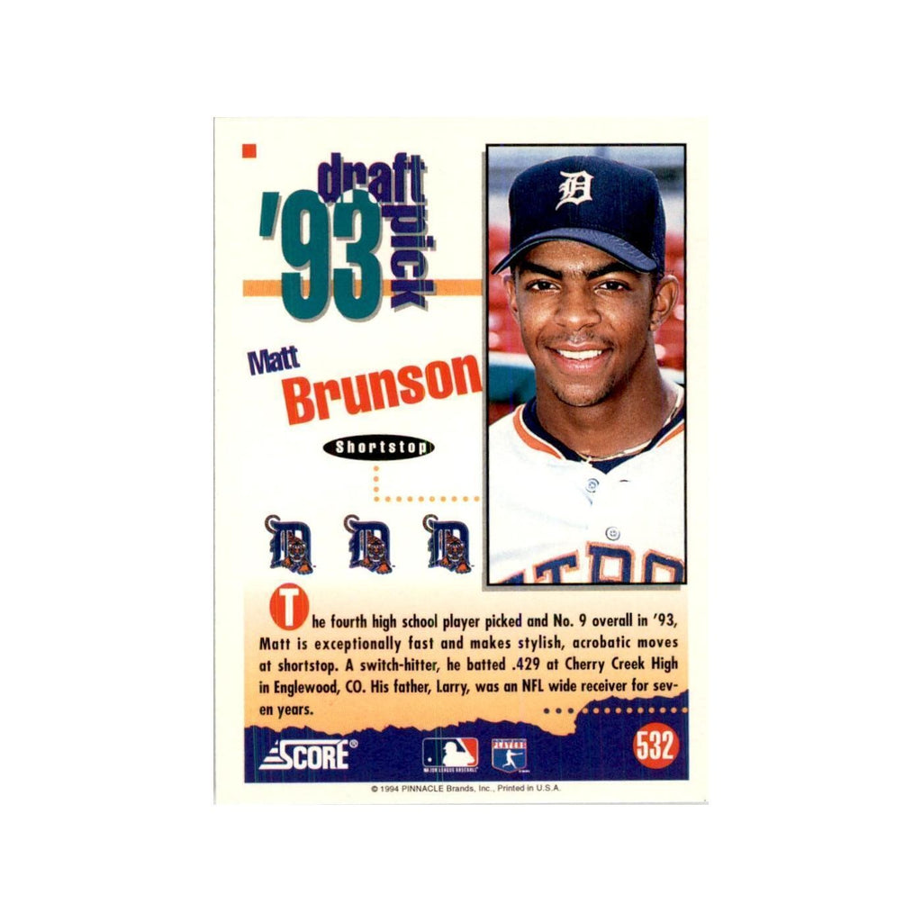 1994 Score Matt Brunson Baseball Cards #532