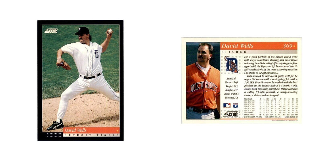 1994 Score David Wells Baseball Cards #369