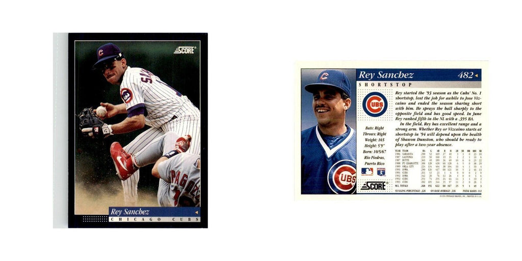 1994 Score Rey Sanchez Baseball Cards #482