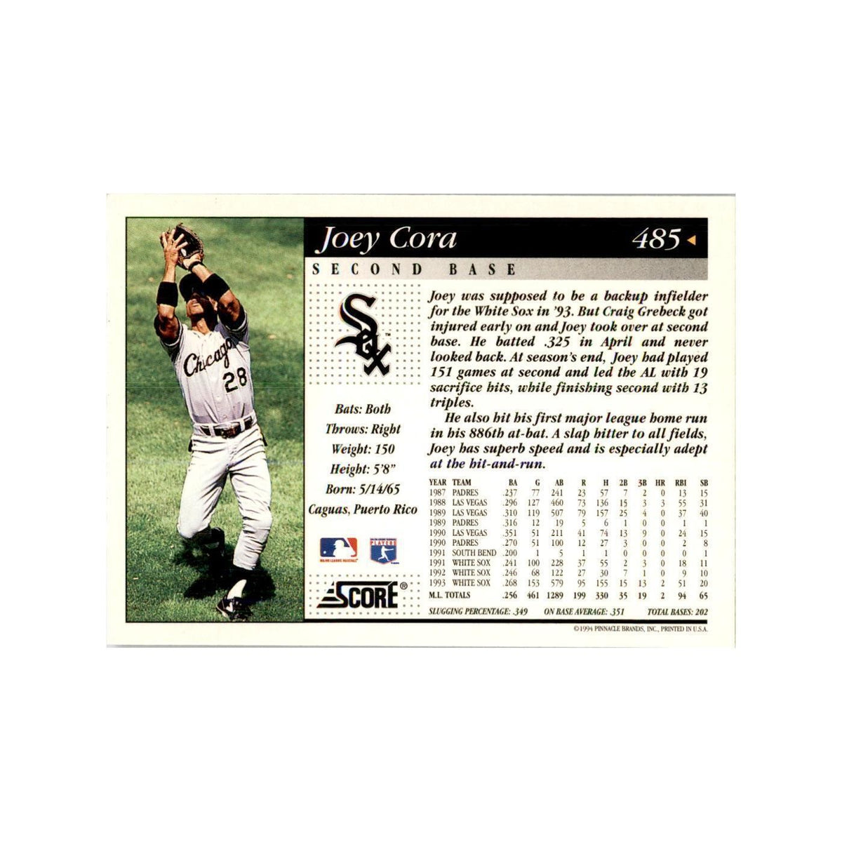1994 Score Joey Cora Baseball Cards #485