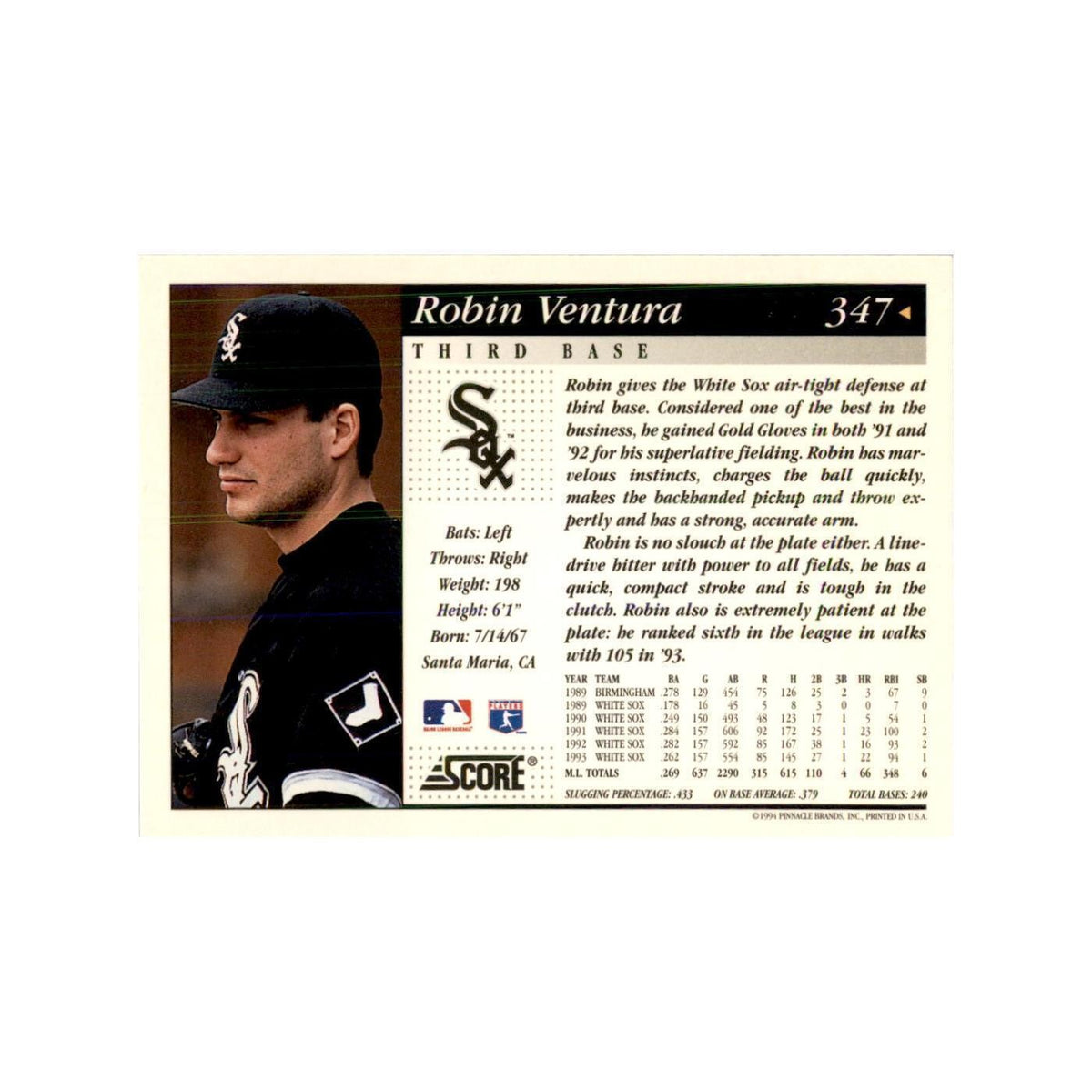 1994 Score Robin Ventura Baseball Cards #347