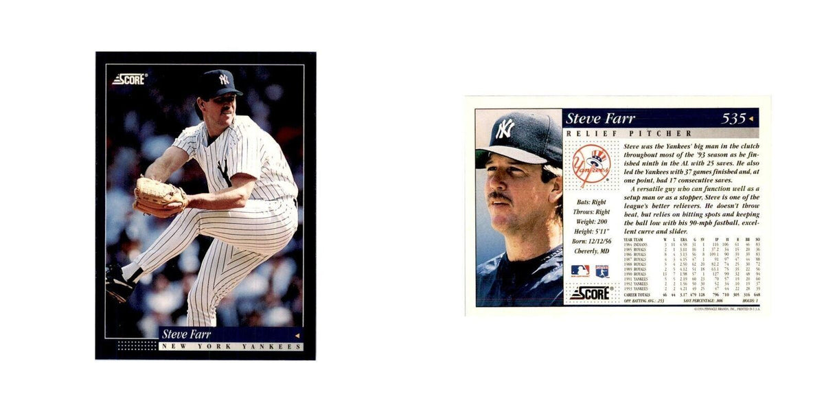 1994 Score Steve Farr Baseball Cards #535