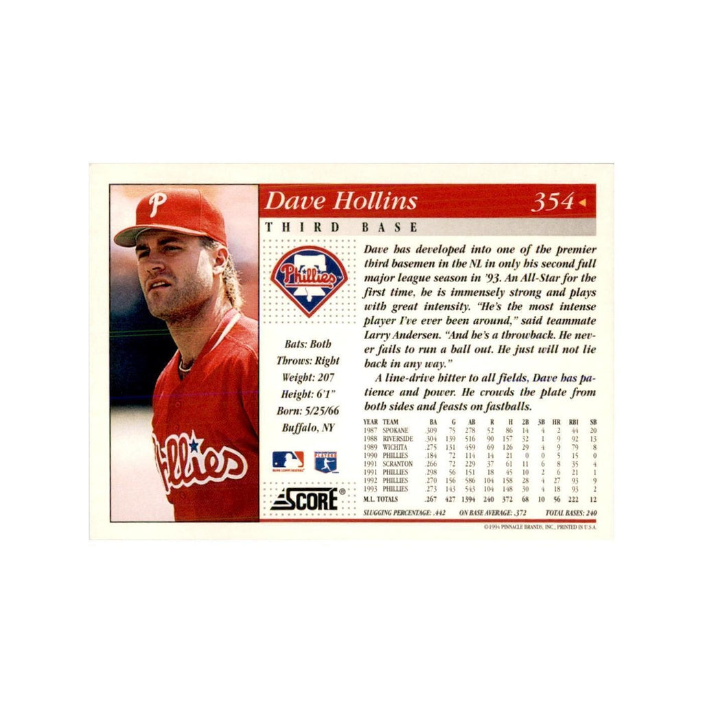 1994 Score Dave Hollins Baseball Cards #354