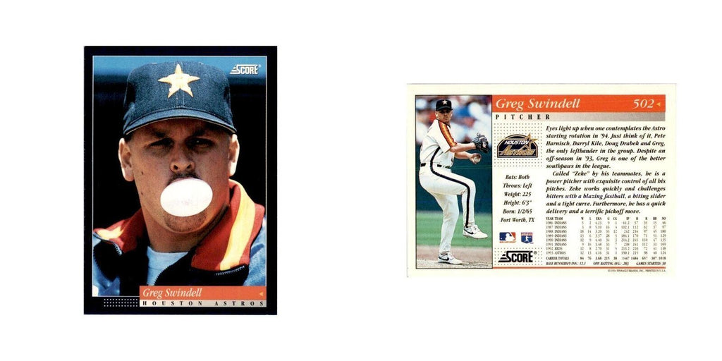 1994 Score Greg Swindell Baseball Cards #502