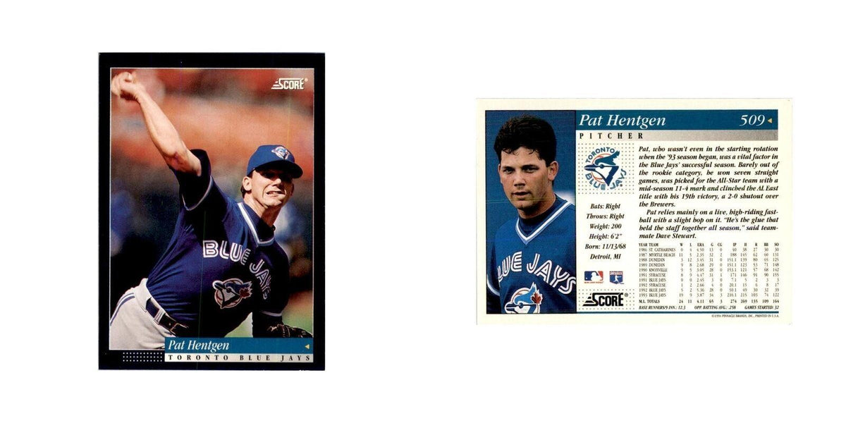 1994 Score Pat Hentgen Baseball Cards #509