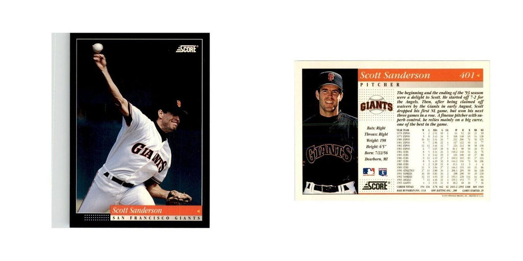 1994 Score Scott Sanderson Baseball Cards #401