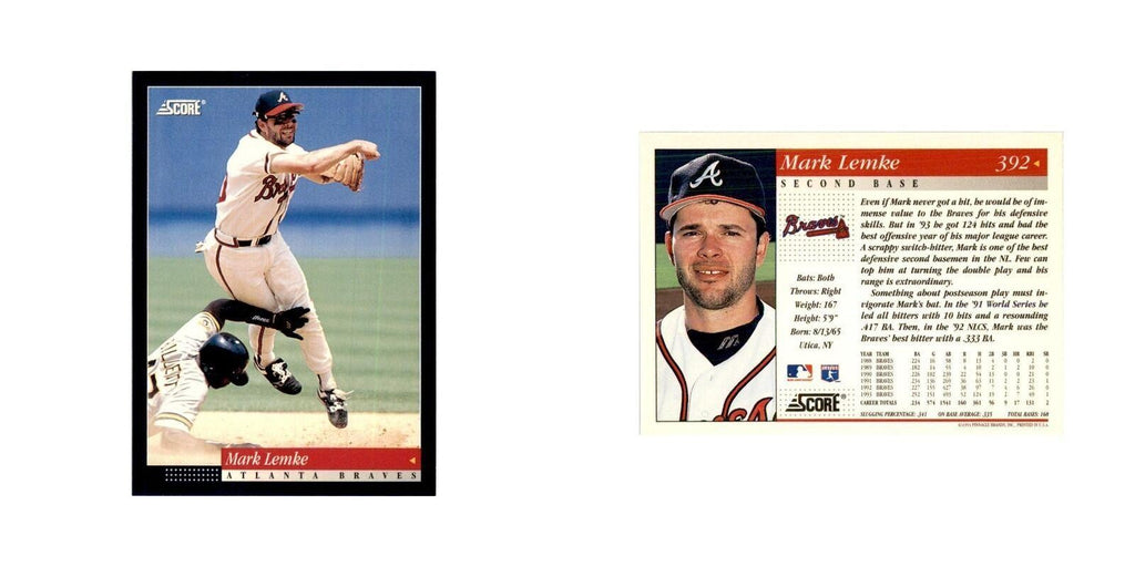 1994 Score Mark Lemke Baseball Cards #392