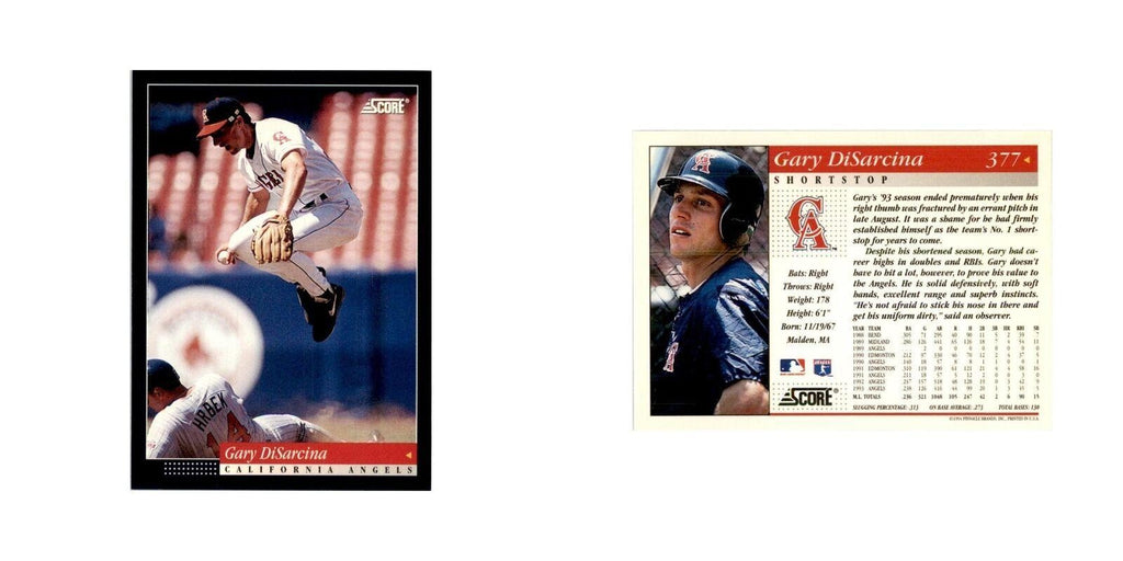 1994 Score Gary DiSarcina Baseball Cards #377