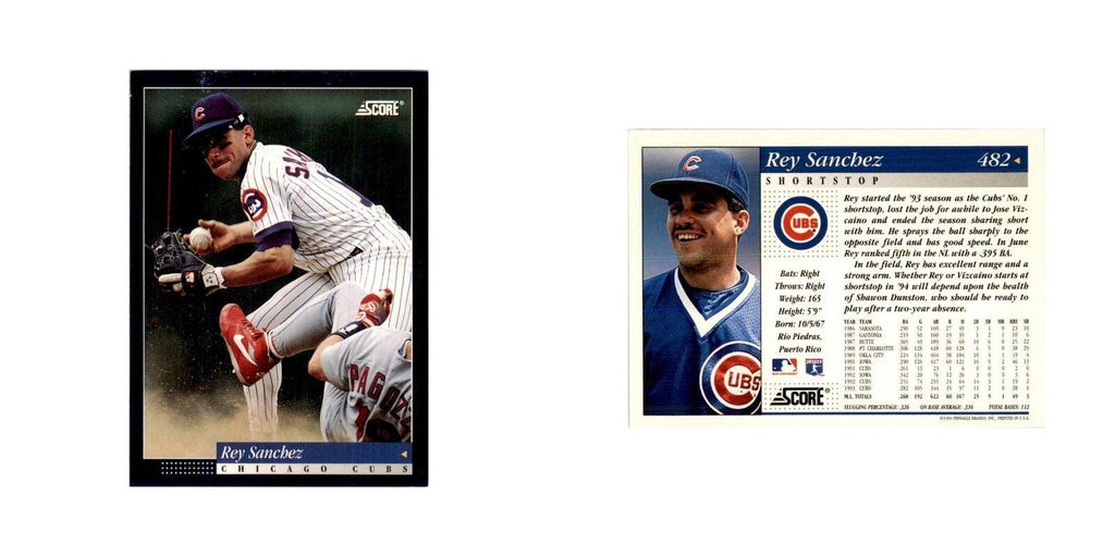 1994 Score Rey Sanchez Baseball Cards #482