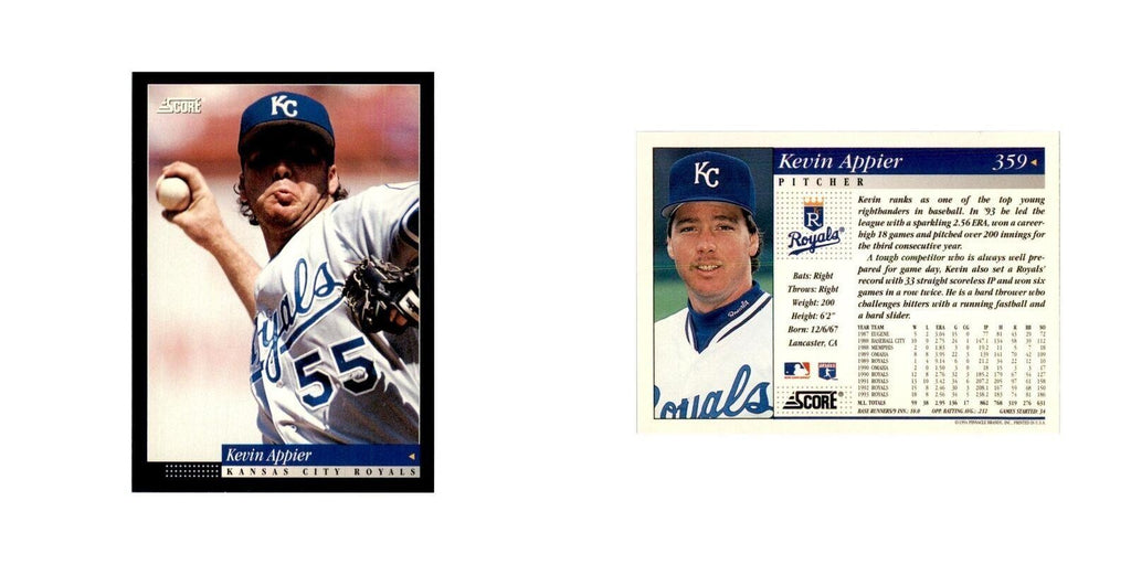 1994 Score Kevin Appier Baseball Cards #359