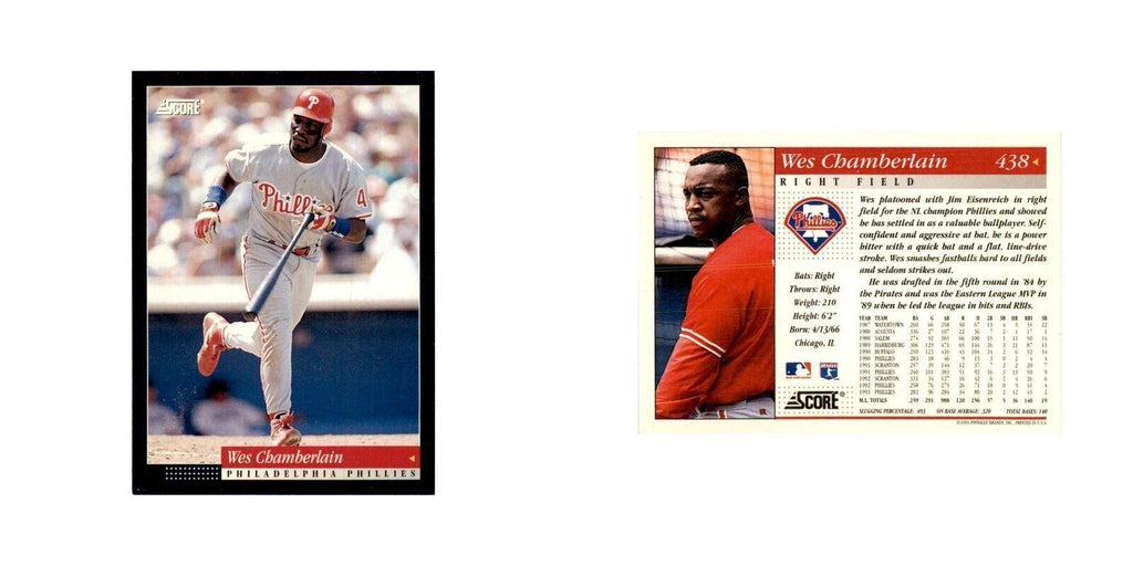 1994 Score Wes Chamberlain Baseball Cards #438