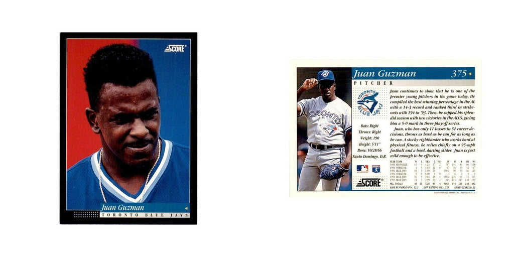 1994 Score Juan Guzman Baseball Cards #375