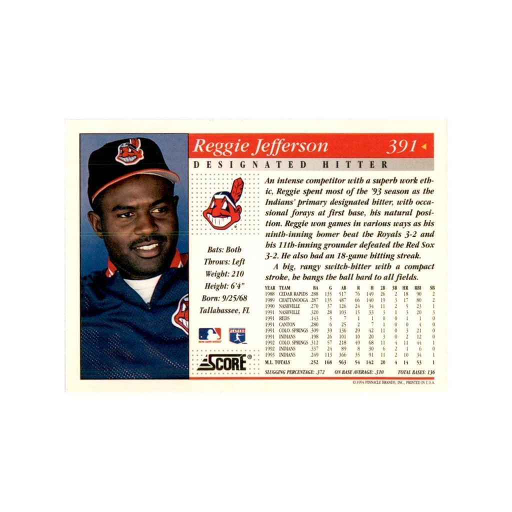 1994 Score Reggie Jefferson Baseball Cards #391