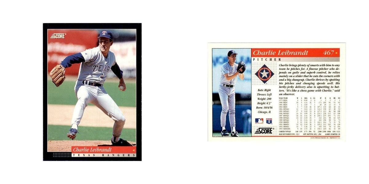 1994 Score Charlie Leibrandt Baseball Cards #467