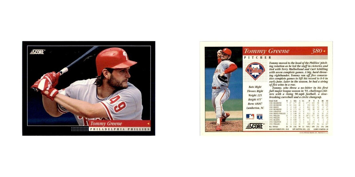 1994 Score Tommy Greene Baseball Cards #380