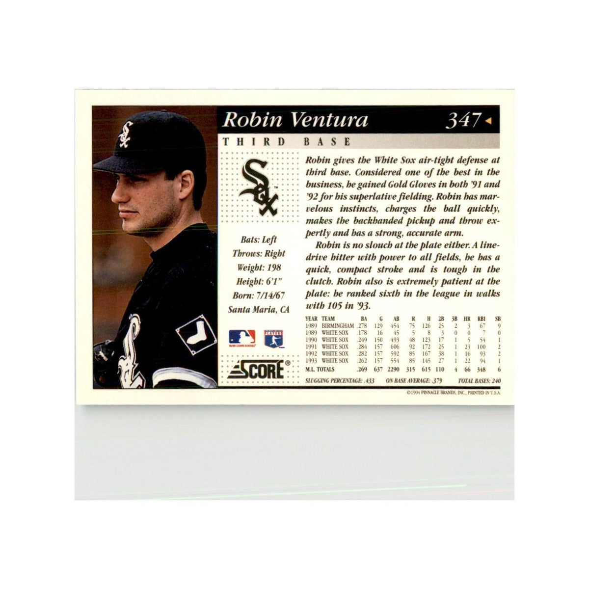 1994 Score Robin Ventura Baseball Cards #347
