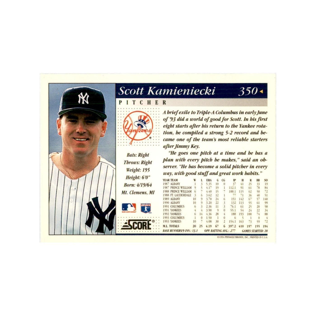 1994 Score Scott Kamieniecki Baseball Cards #350