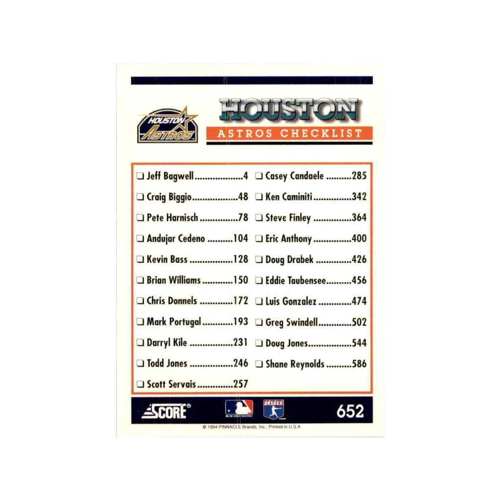 1994 Score Houston Astros Baseball Cards #652