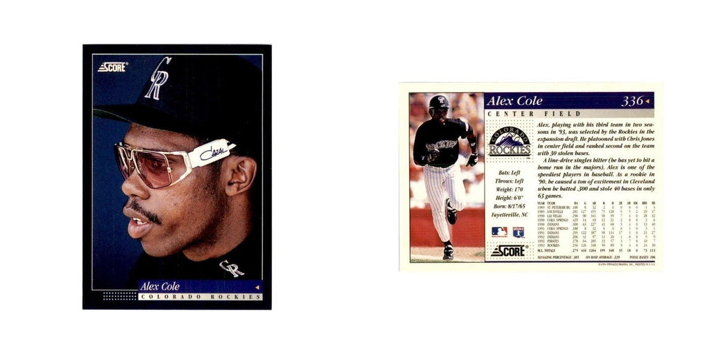1994 Score Alex Cole Baseball Cards #336