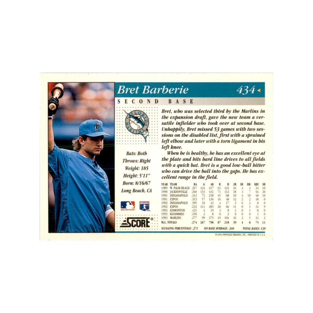 1994 Score Bret Barberie Baseball Cards #434