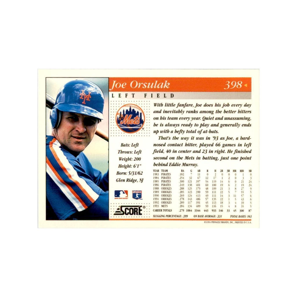1994 Score Joe Orsulak Baseball Cards #398