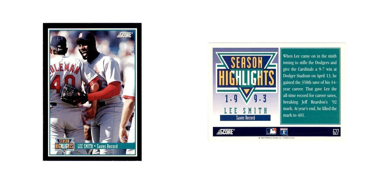 1994 Score Lee Smith Baseball Cards #627