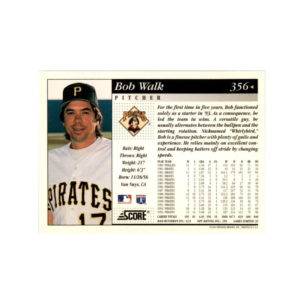 1994 Score Bob Walk Baseball Cards #356