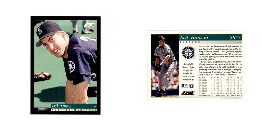 1994 Score Erik Hanson Baseball Cards #387
