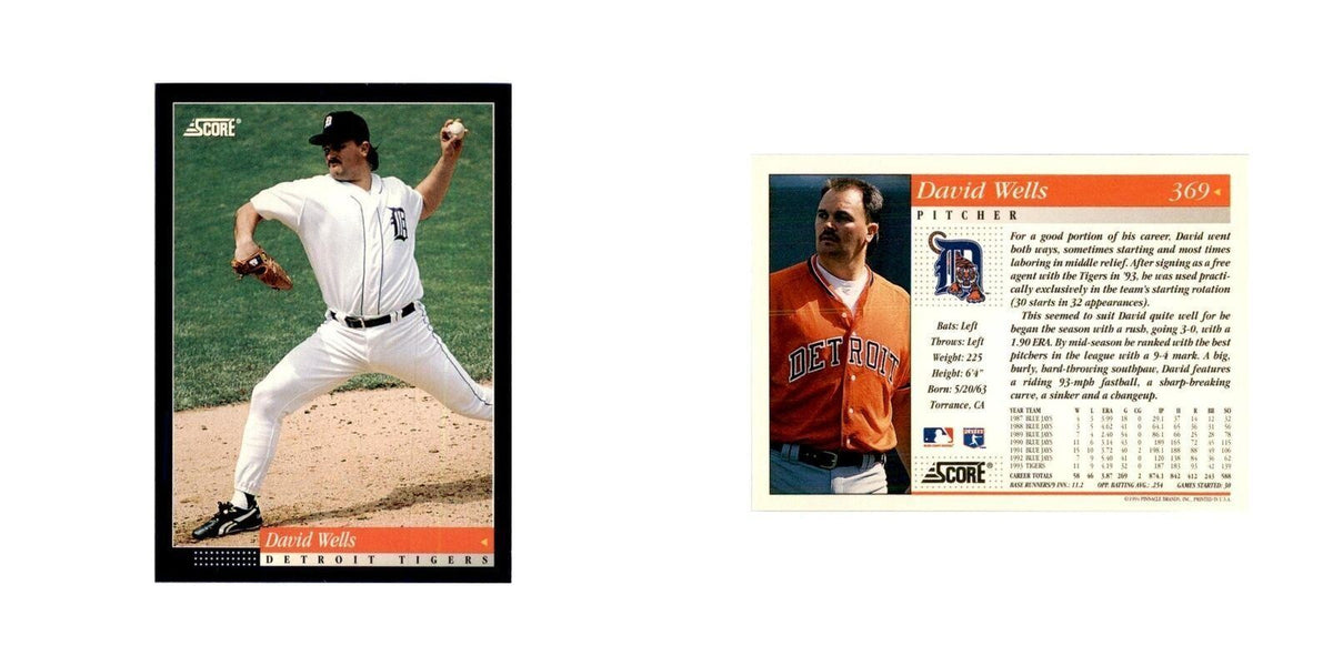 1994 Score David Wells Baseball Cards #369