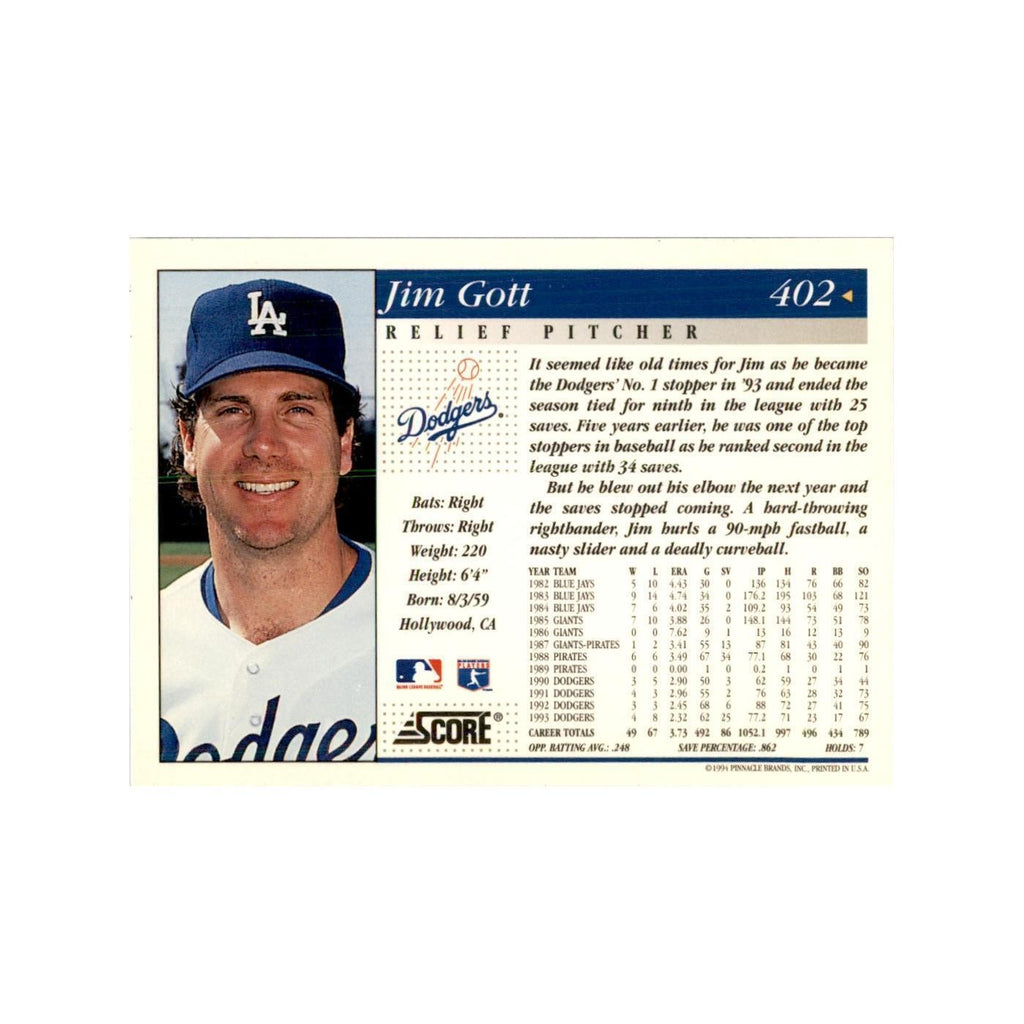 1994 Score Jim Gott Baseball Cards #402