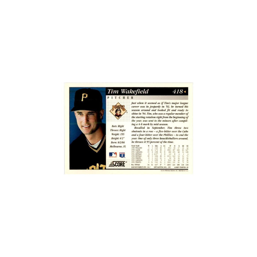 1994 Score Tim Wakefield Baseball Cards #418
