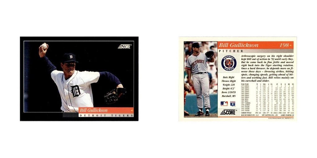 1994 Score Bill Gullickson Baseball Cards #198