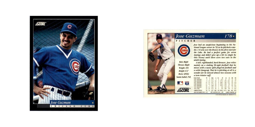 1994 Score Jose Guzman Baseball Cards #178