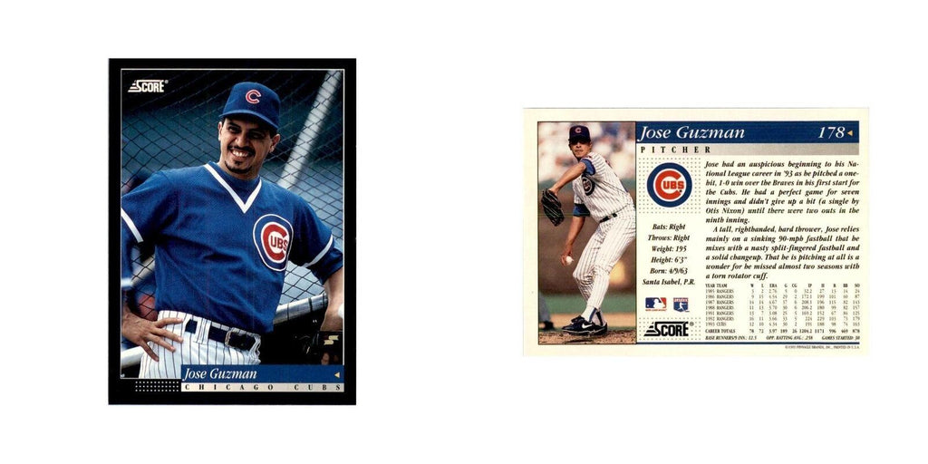1994 Score Jose Guzman Baseball Cards #178