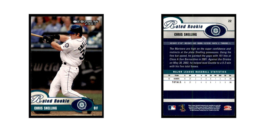 2003 Donruss Chris Snelling Baseball Cards #22