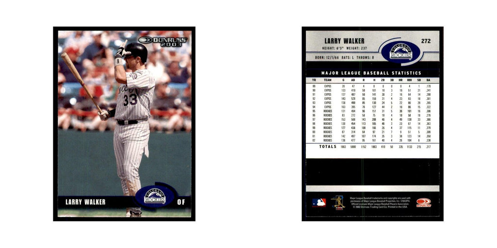 2003 Donruss Larry Walker Baseball Cards #272