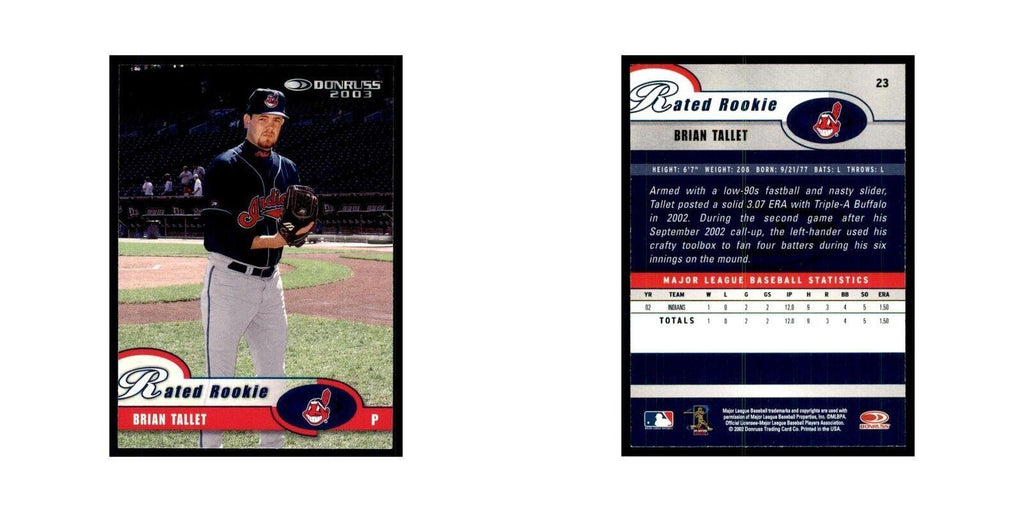 2003 Donruss Brian Tallet RC Indians #23
