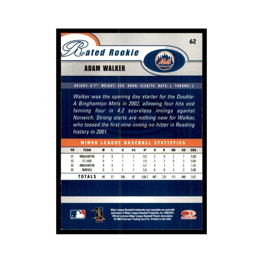 2003 Donruss Adam Walker RC Mets #62